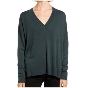 Chelsea28 Dark Green Oversized V-Neck Sweater Plus XXL NWT High-Low Neutral